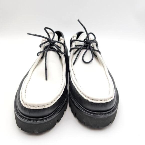 G.H.BASS Wallace Two-Eyed Moc Toe Loafer Shoes White/Black Size US9.5M EU40 - Picture 2 of 13